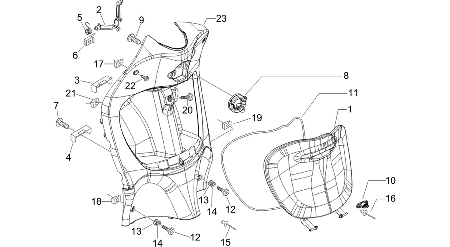 Front glove-box - Knee-guard panel
