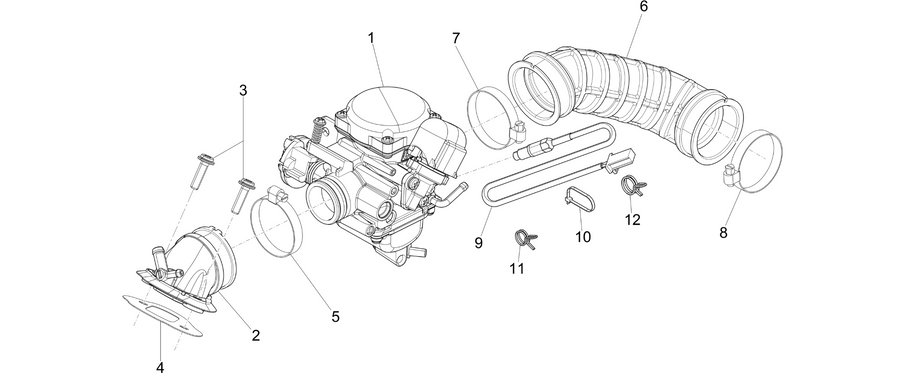 Carburettor, assembly - Union pipe