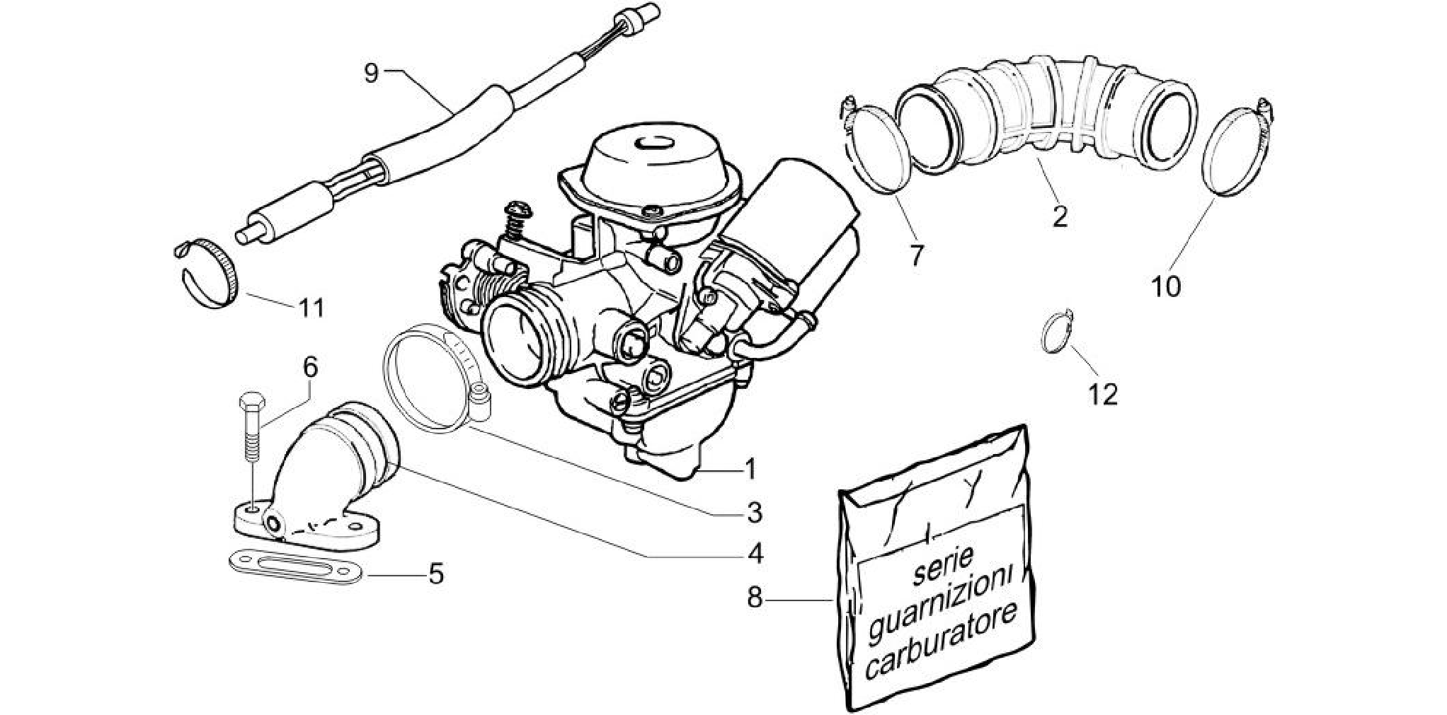 Carburettor, assembly - Union pipe