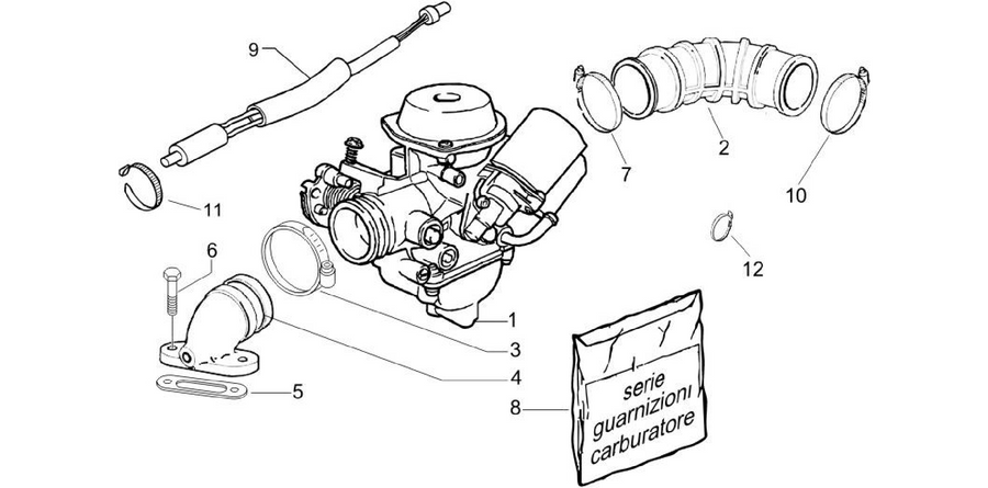 Carburettor, assembly - Union pipe
