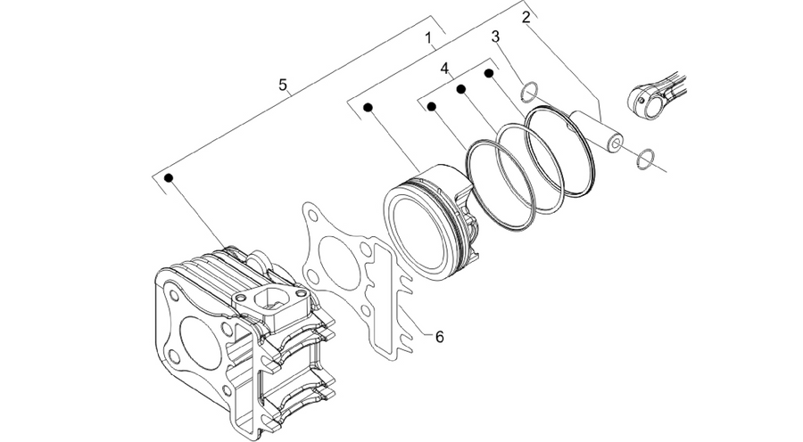 Cylinder-pistston-wrist pin unit