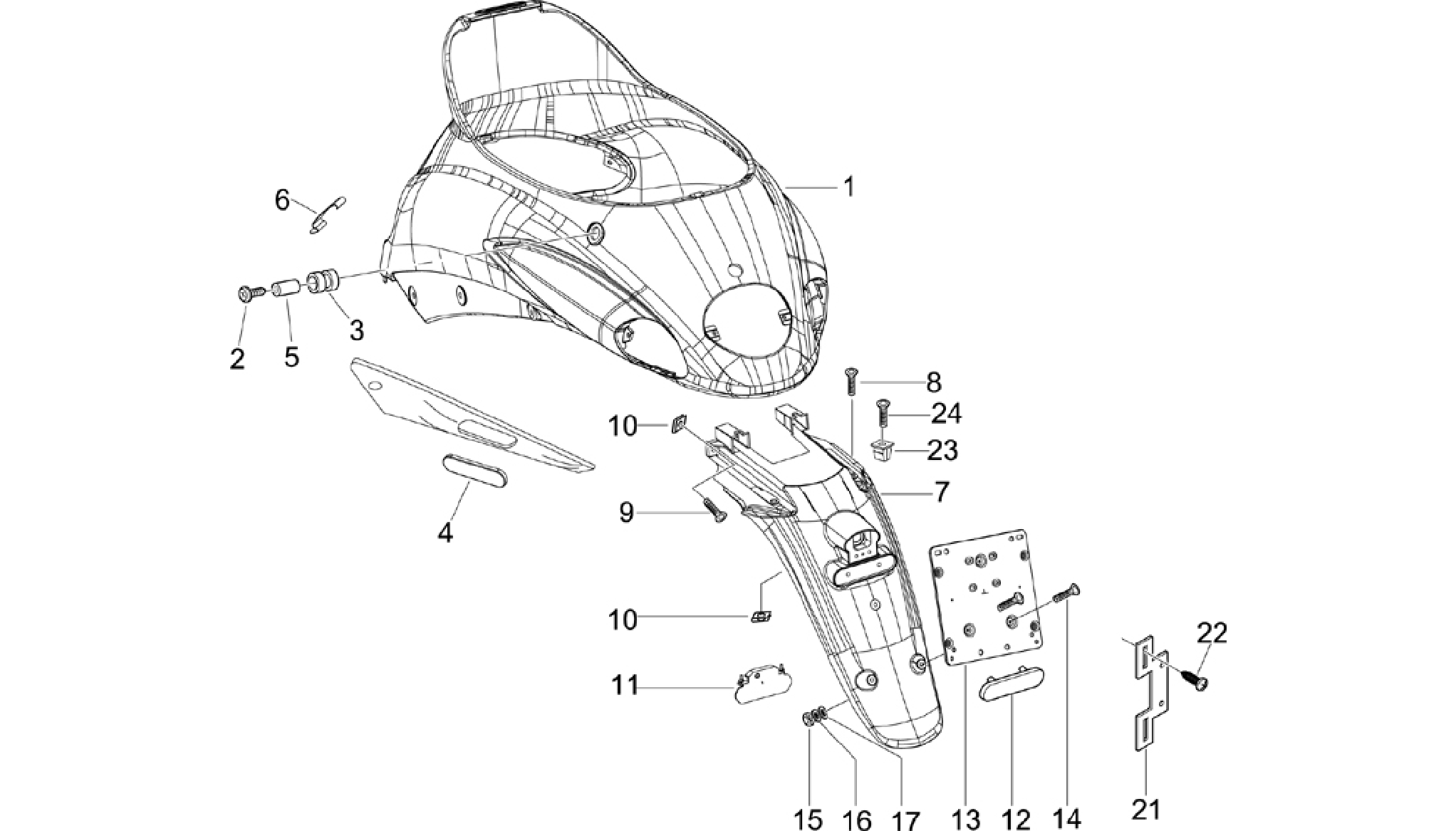 Rear cover - Splash guard