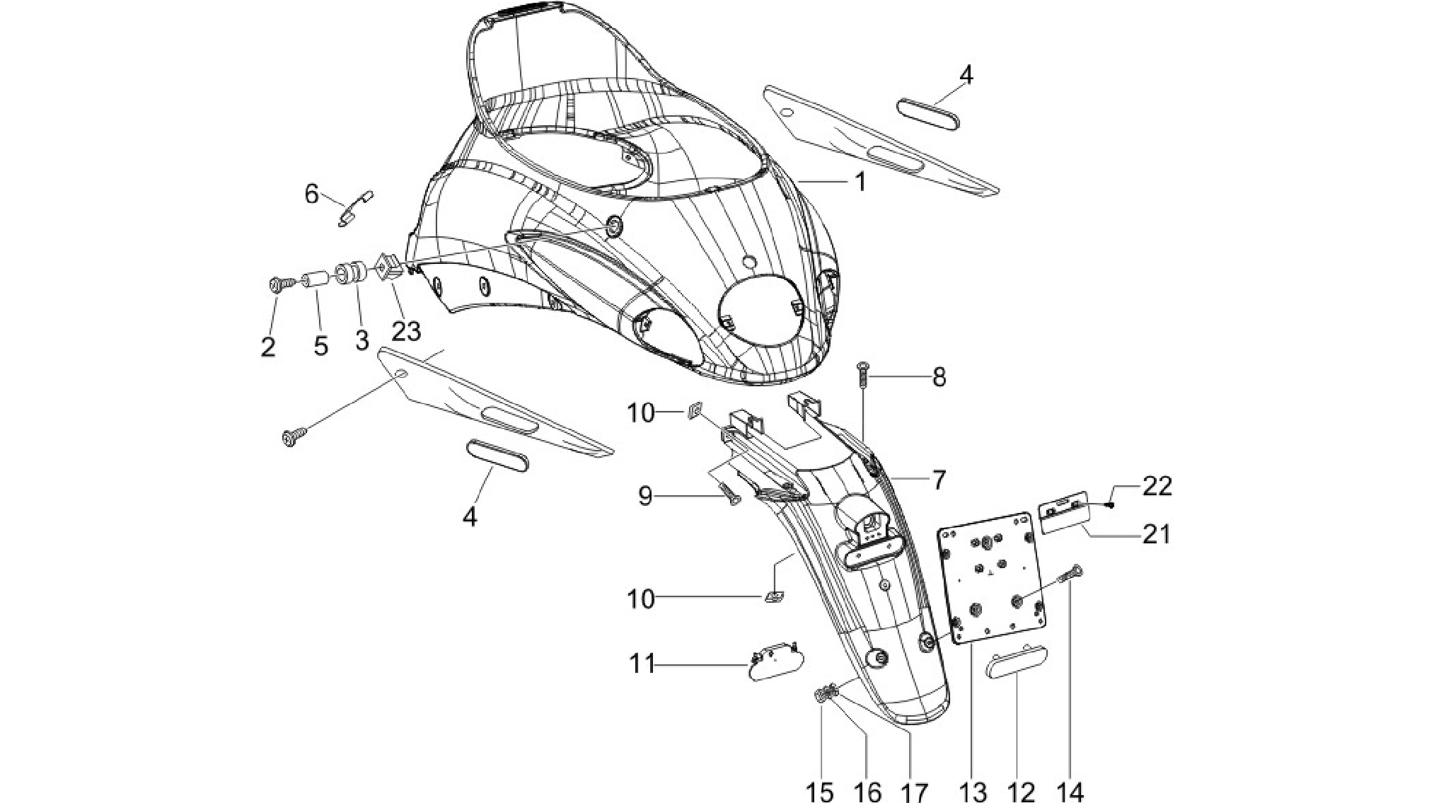 Rear cover - Splash guard