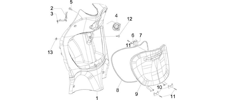 Front glove-box - Knee-guard panel