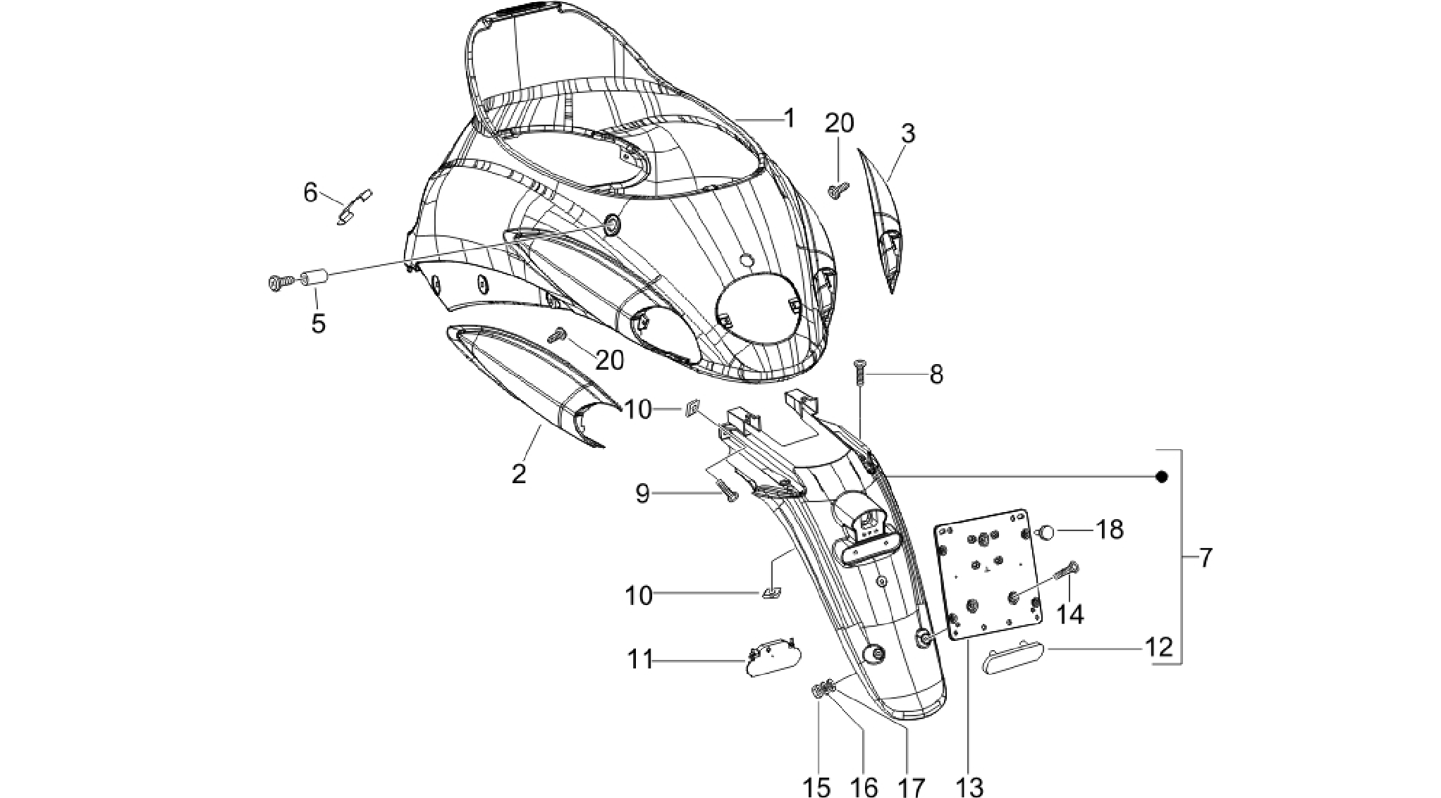 Rear cover - Splash guard