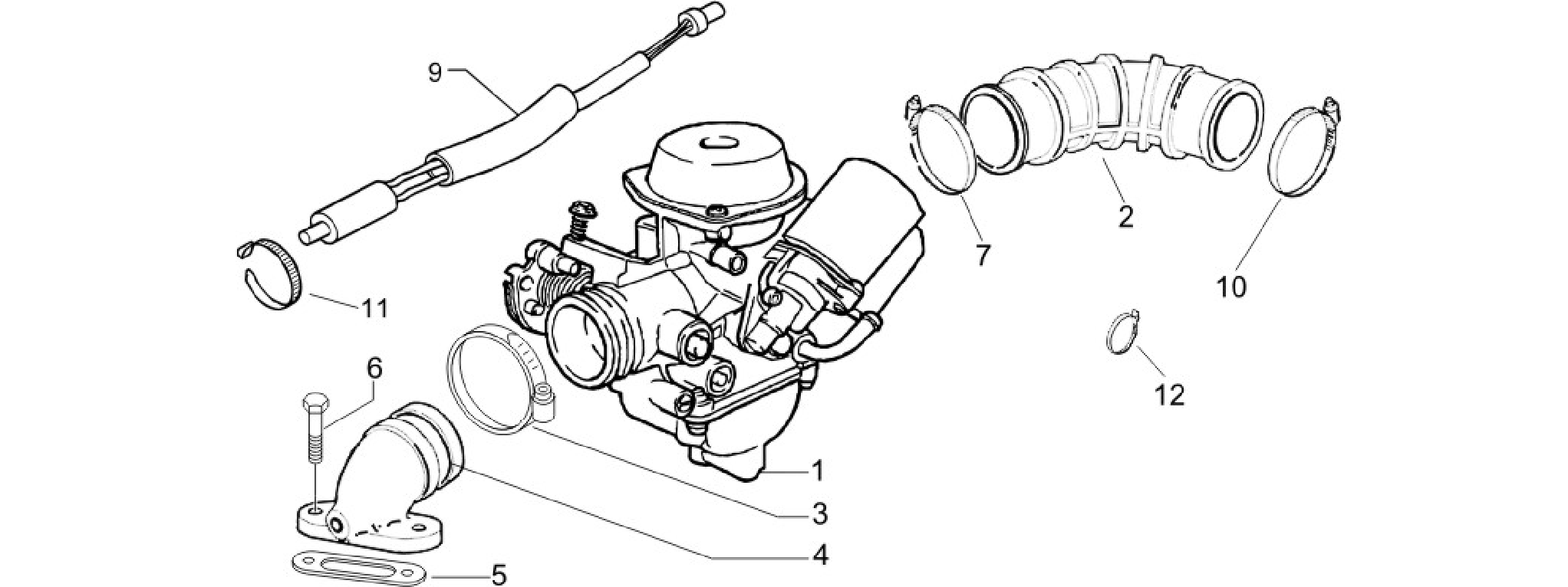 Carburettor, assembly - Union pipe