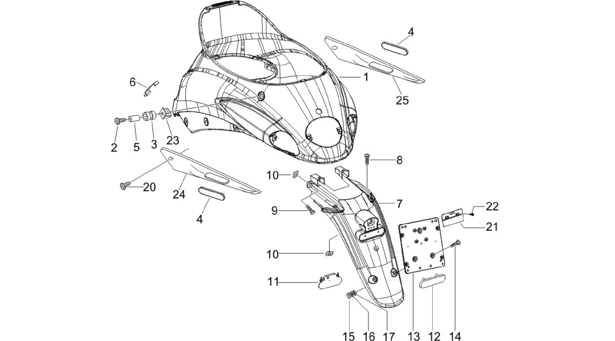 Rear cover - Splash guard
