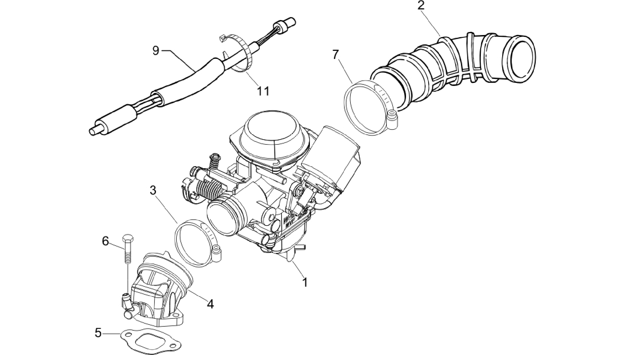 Carburettor, assembly - Union pipe