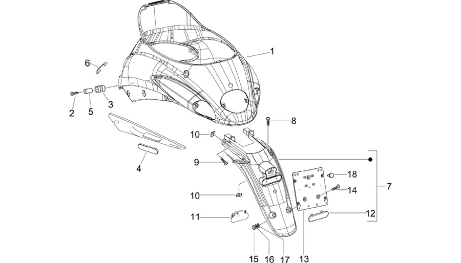 Rear cover - Splash guard