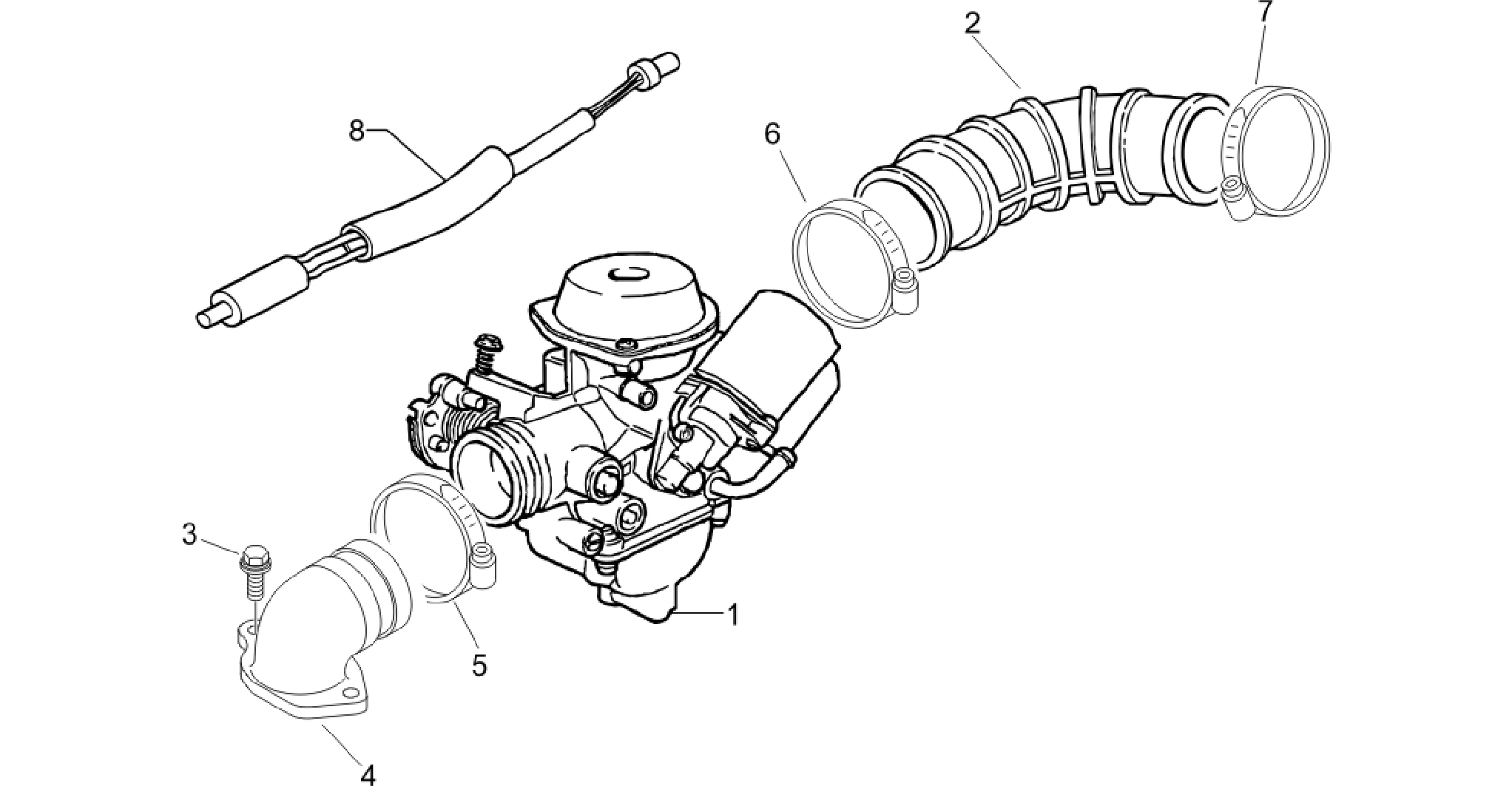 Carburettor, assembly - Union pipe