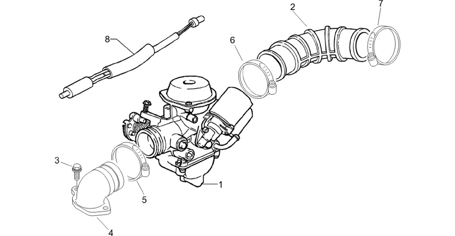 Carburettor, assembly - Union pipe