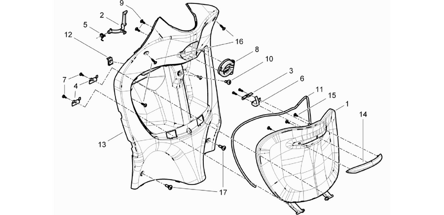 Front glove-box - Knee-guard panel