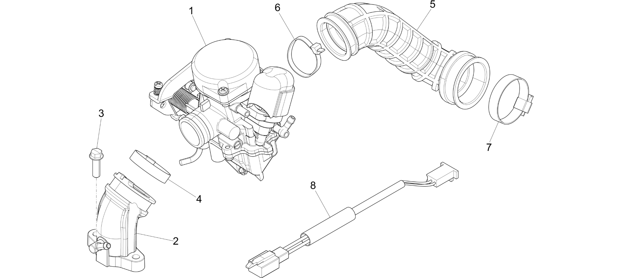 Carburettor, assembly - Union pipe