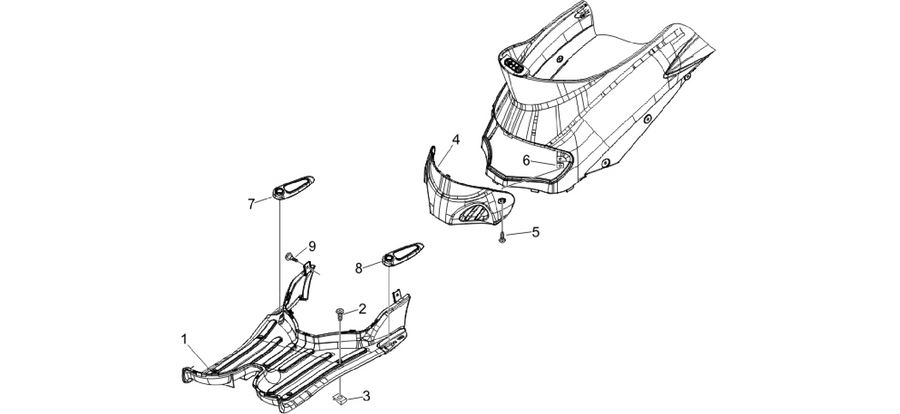 Central cover - Footrests