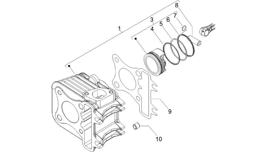 Cylinder-piston-wrist pin unit