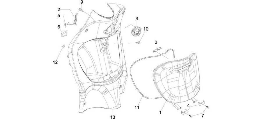 Front glove-box - Knee-guard panel