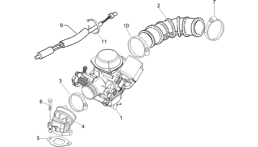 Carburettor, assembly - Union pipe