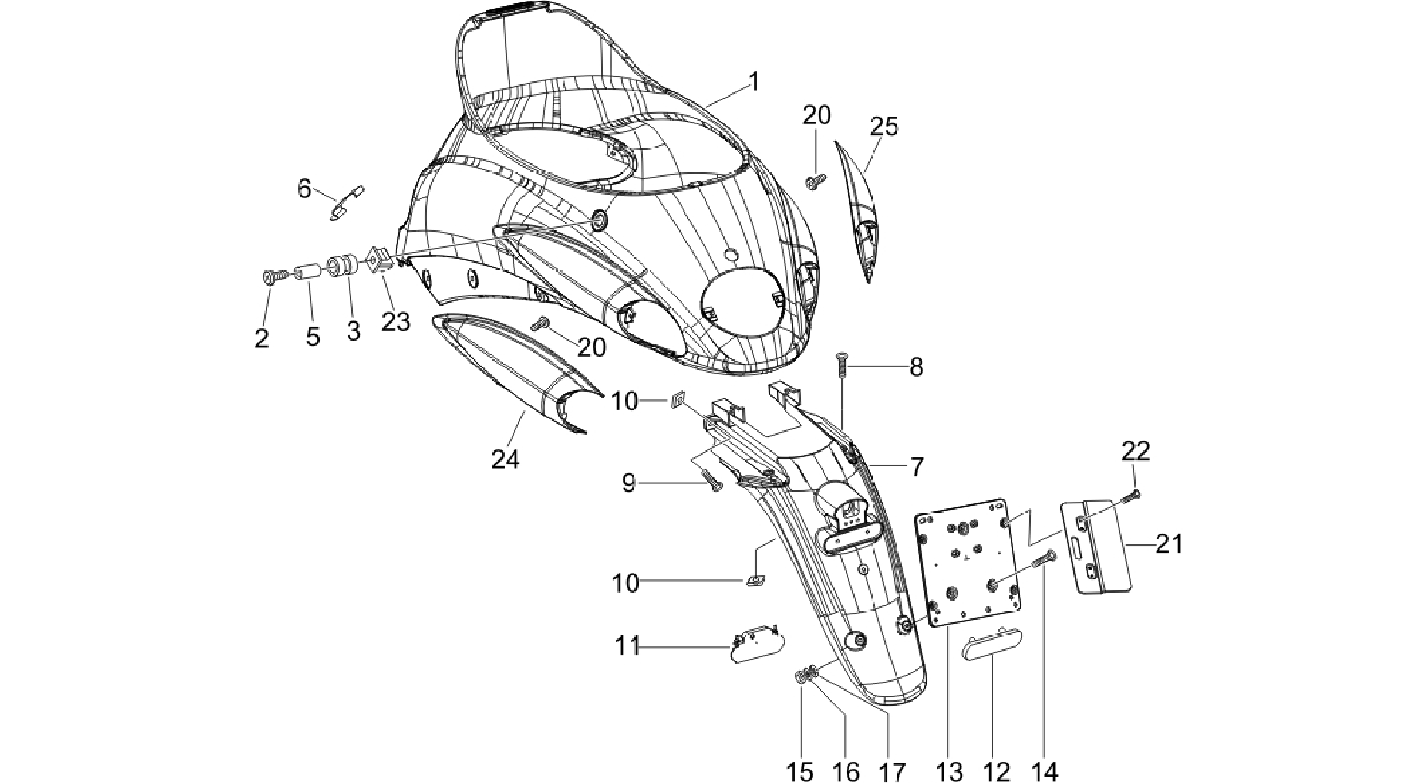 Rear cover - Splash guard