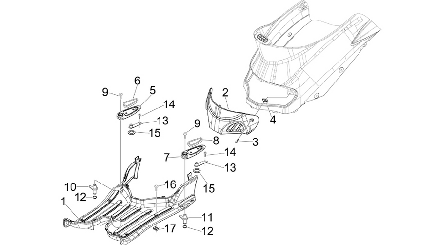 Central cover - Footrests