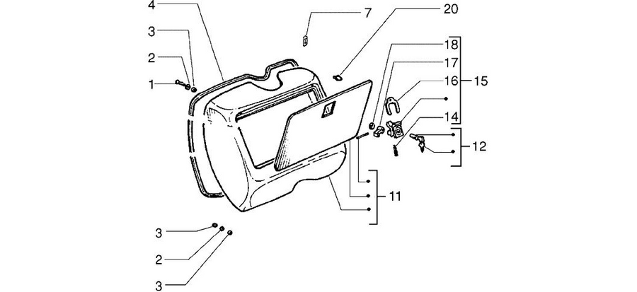 Front glove-box - Knee-guard panel