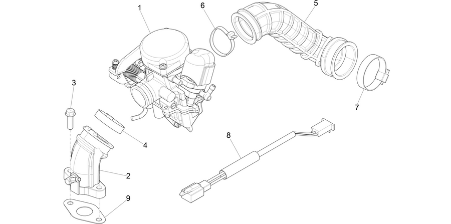 Carburettor, assembly - Union pipe