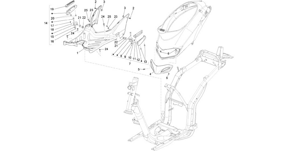 Central cover - Footrests
