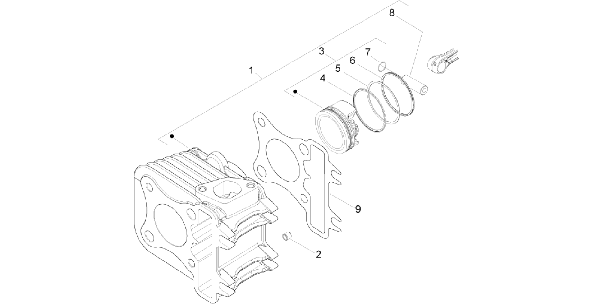 Cylinder-piston-wrist pin unit