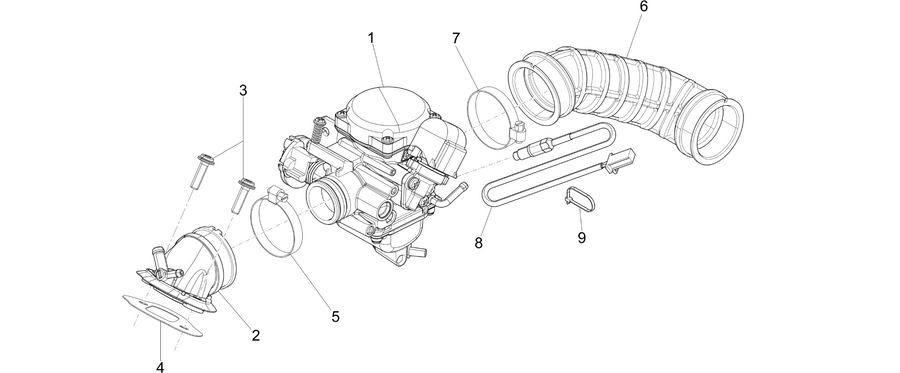 Carburettor, assembly - Union pipe