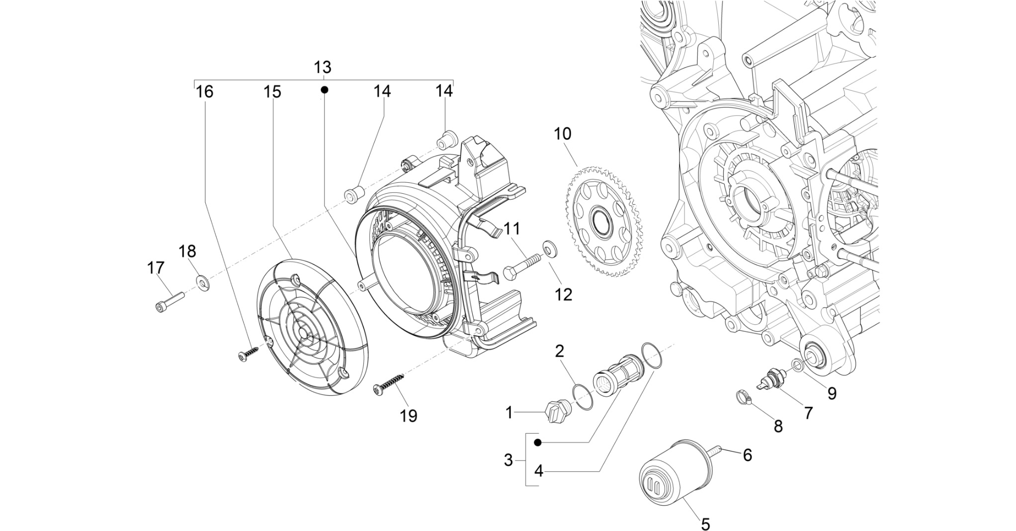 Flywheel magneto cover - Oil filter