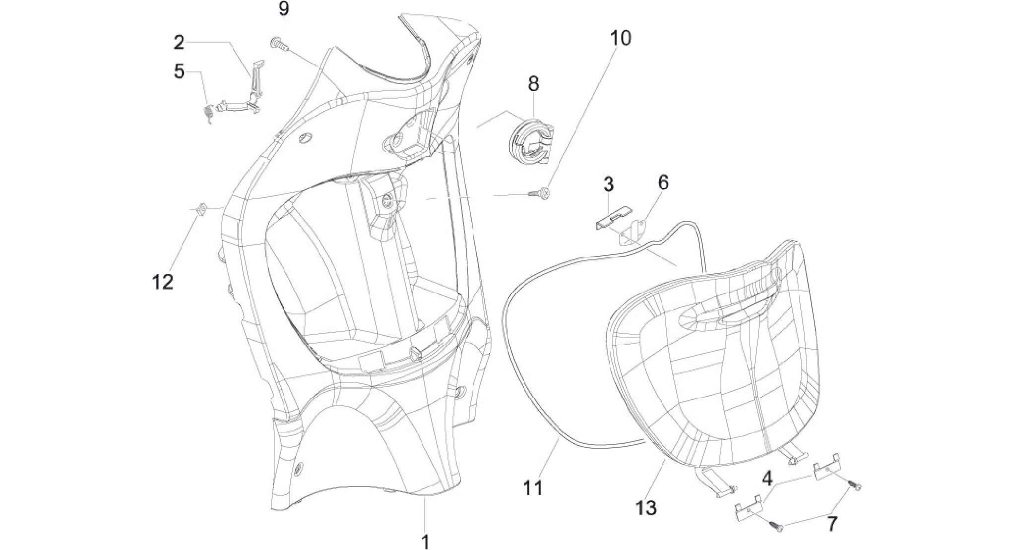 Front glove-box - Knee-guard panel