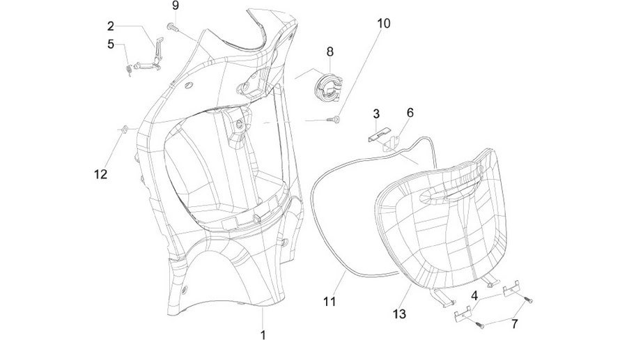 Front glove-box - Knee-guard panel