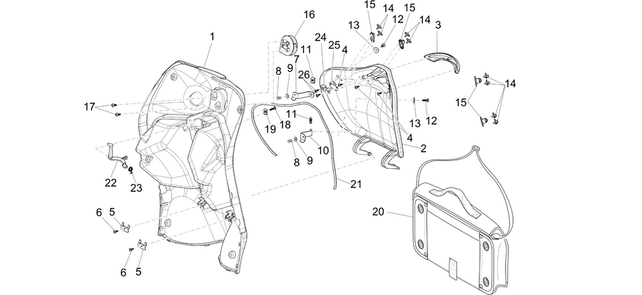 Front glove-box - Knee-guard panel