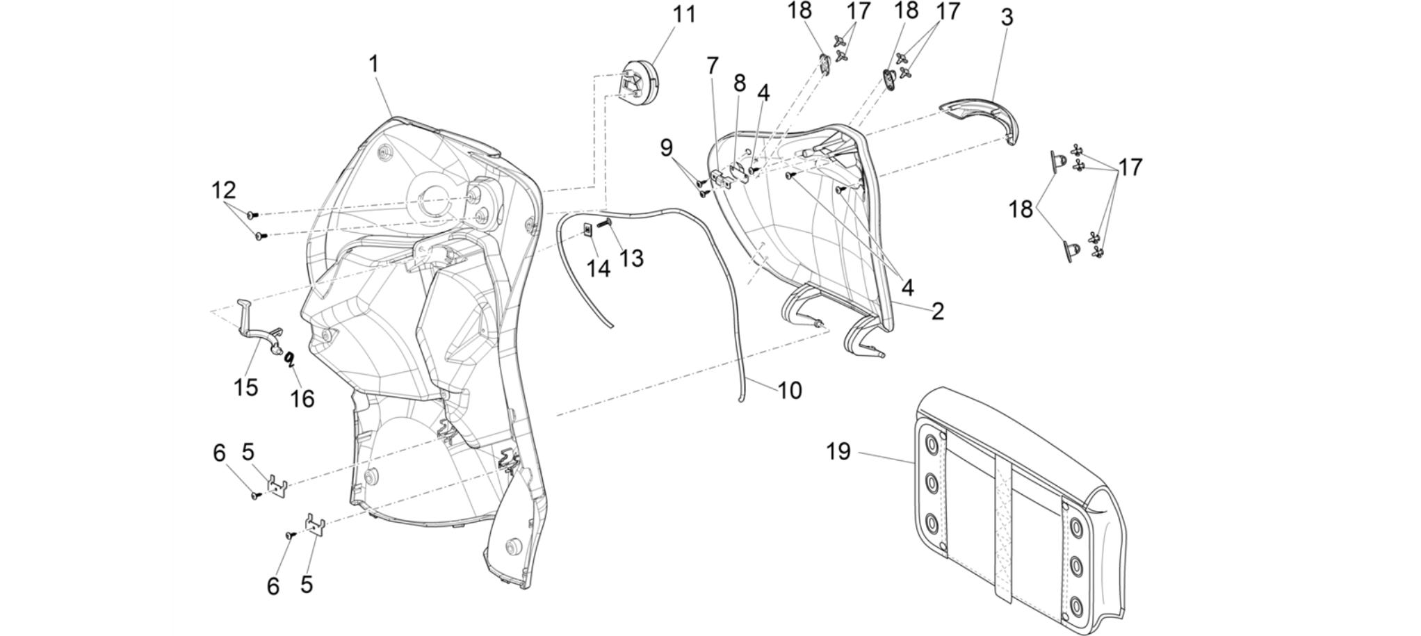 Front glove-box - Knee-guard panel