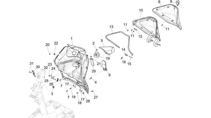 Front glove-box - Knee-guard panel