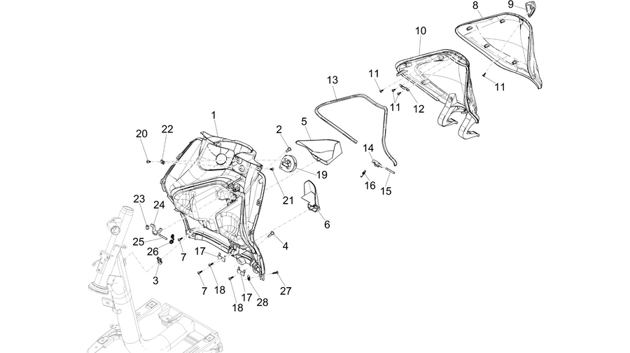Front glove-box - Knee-guard panel