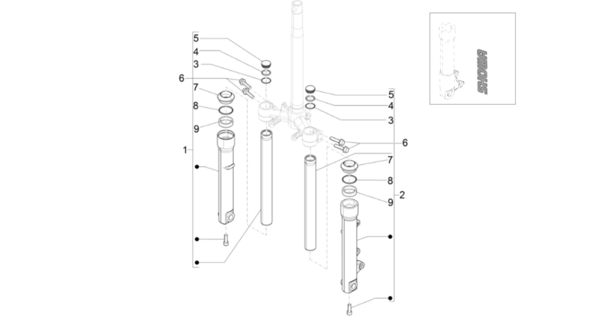 Fork's components (Showa)
