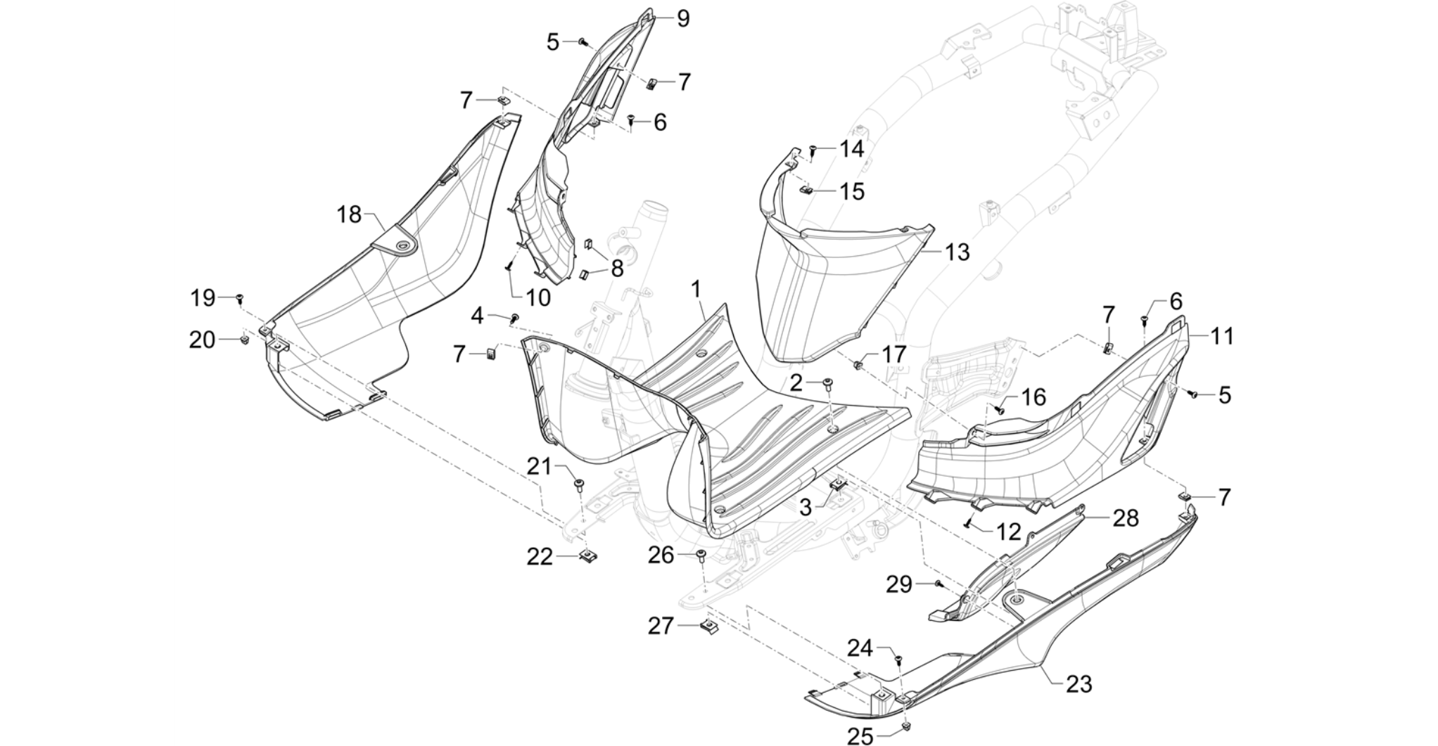 Central cover - Footrests