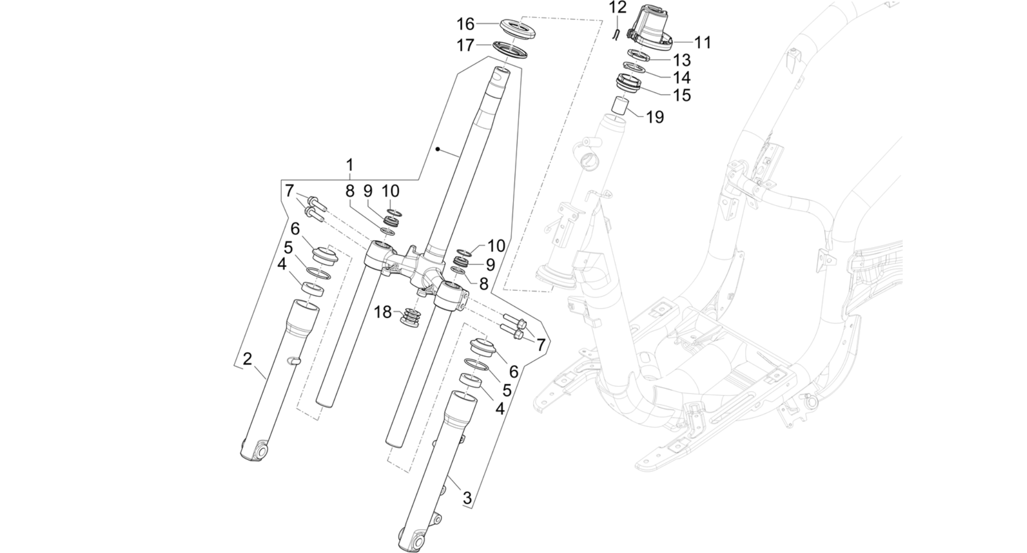Fork/steering tube - Steering bearing unit