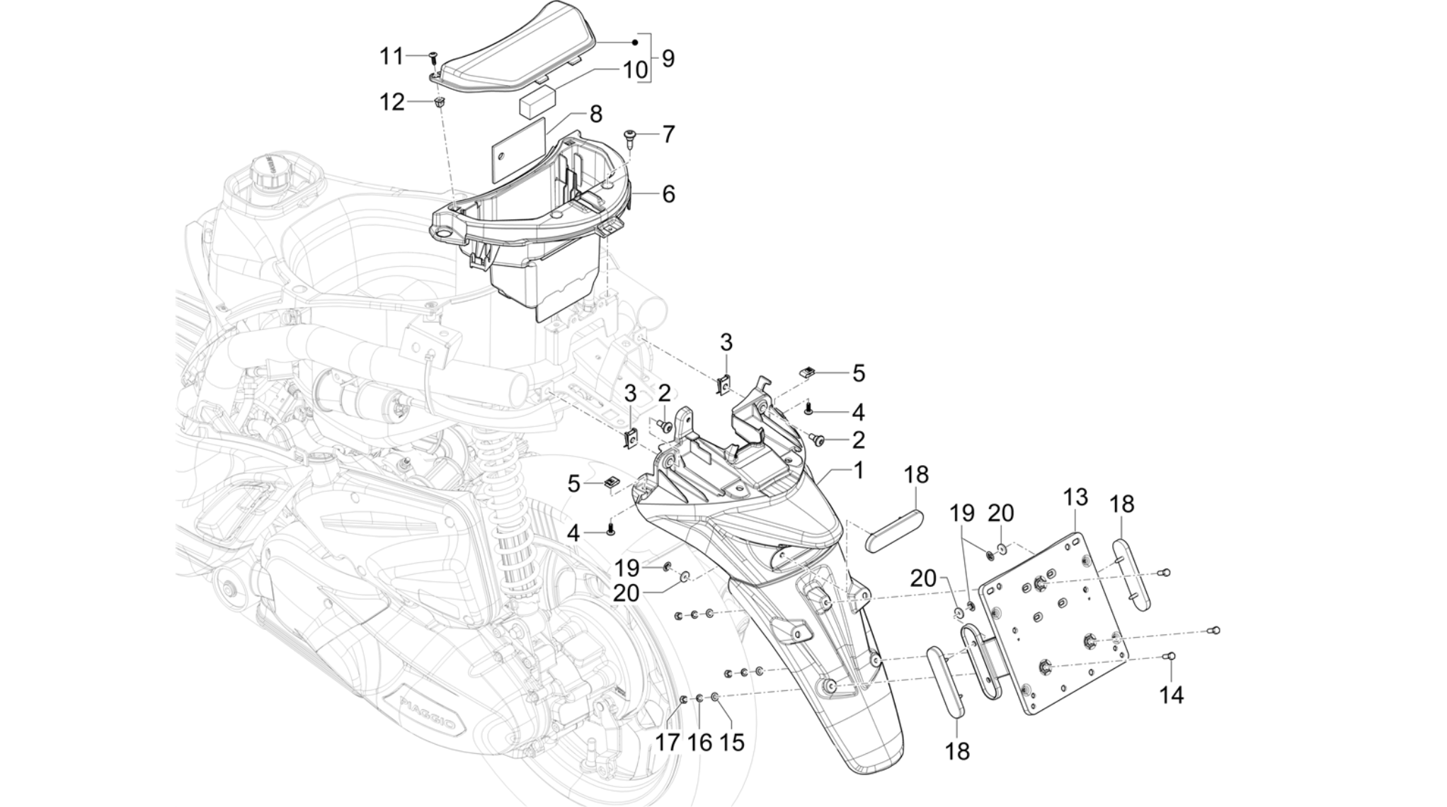 Rear cover - Splash guard