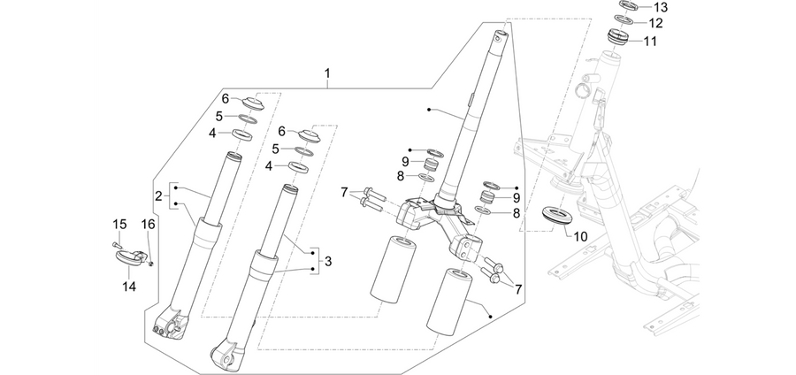 Fork/steering tube - Steering bearing unit