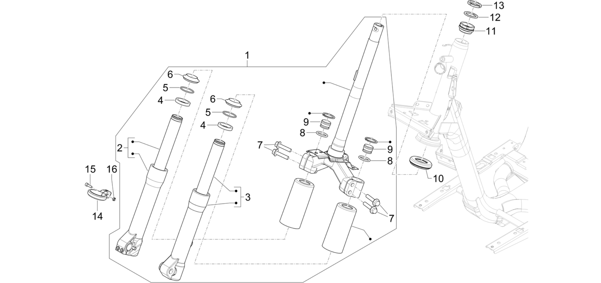 Fork/steering tube - Steering bearing unit