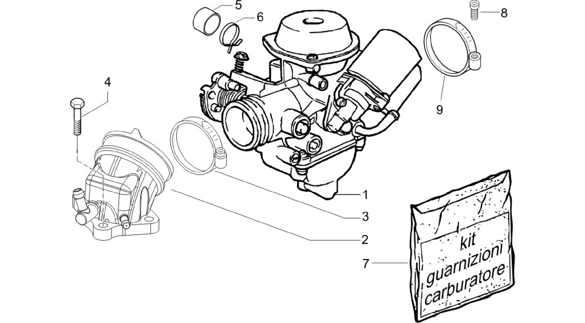 Carburettor, assembly - Union pipe