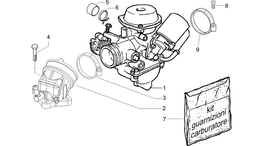 Carburettor, assembly - Union pipe