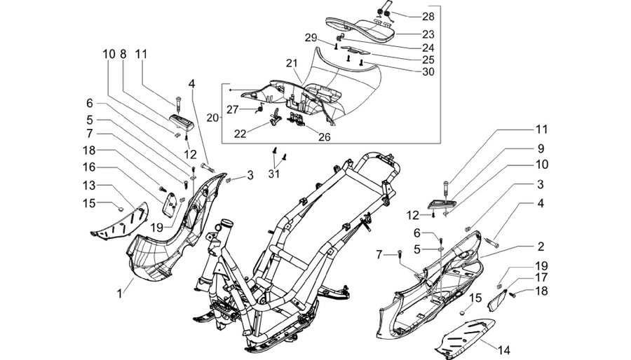 Central cover - Footrests