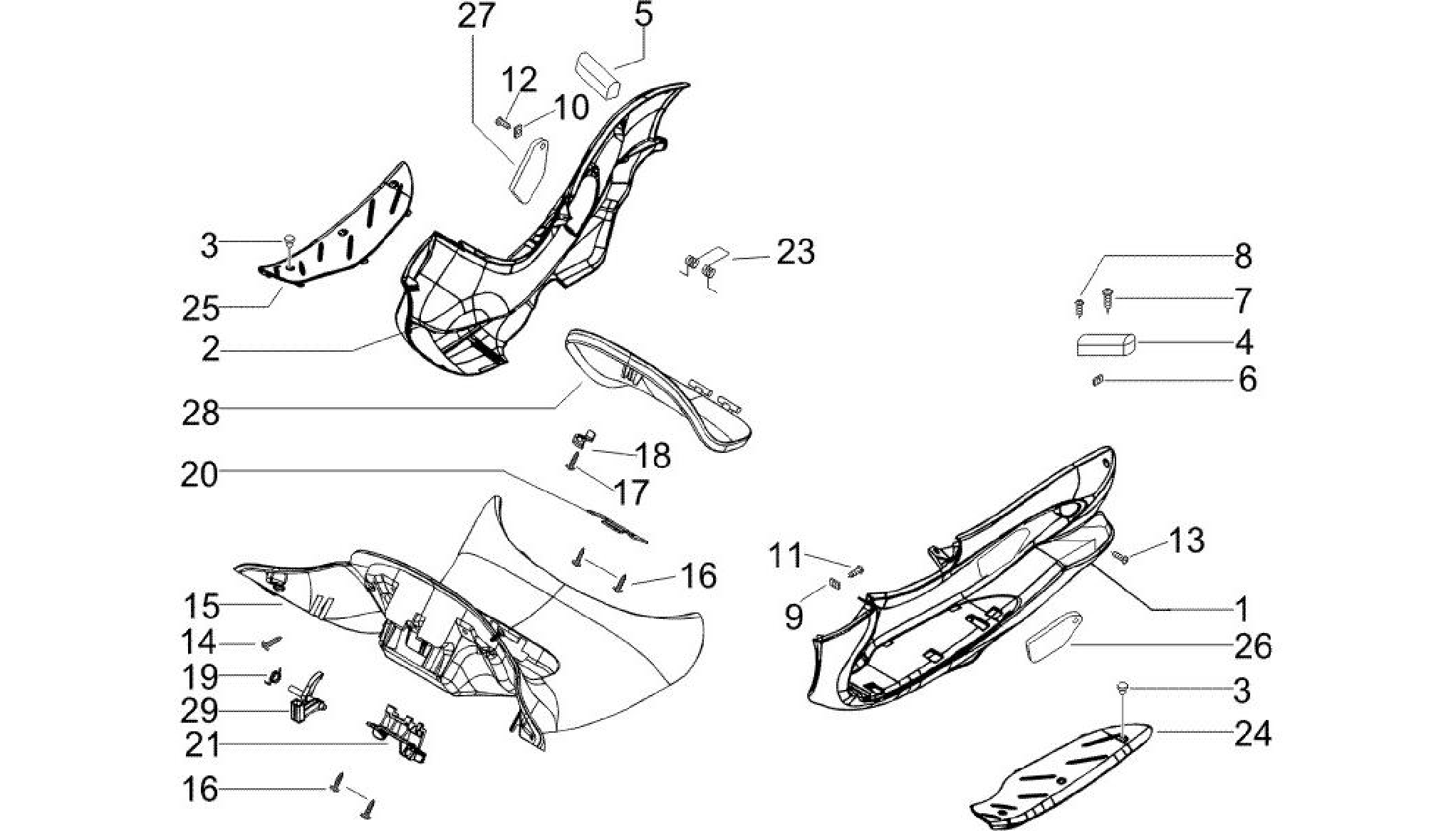 Central cover - Footrests
