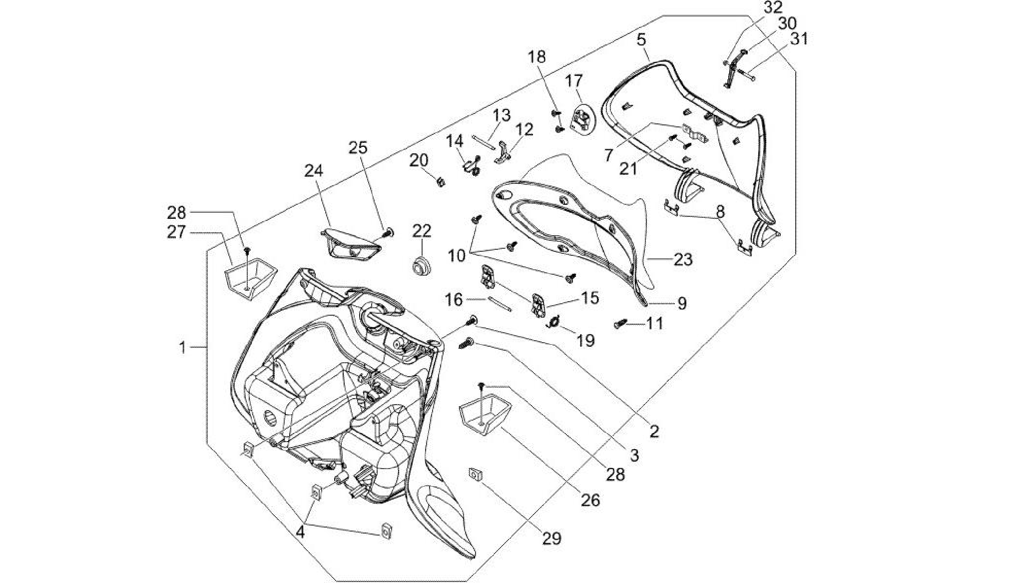 Front glove-box - Knee-guard panel