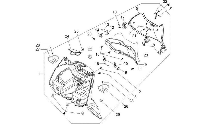 Front glove-box - Knee-guard panel