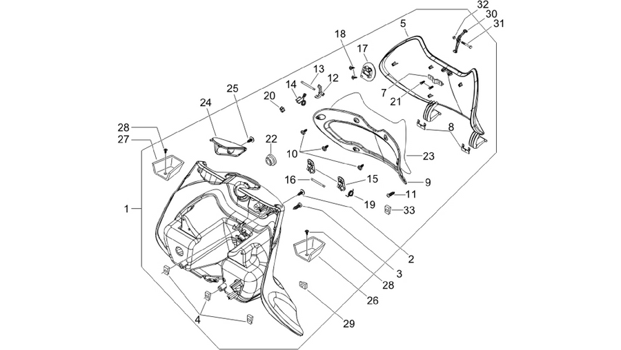 Front glove-box - Knee-guard panel