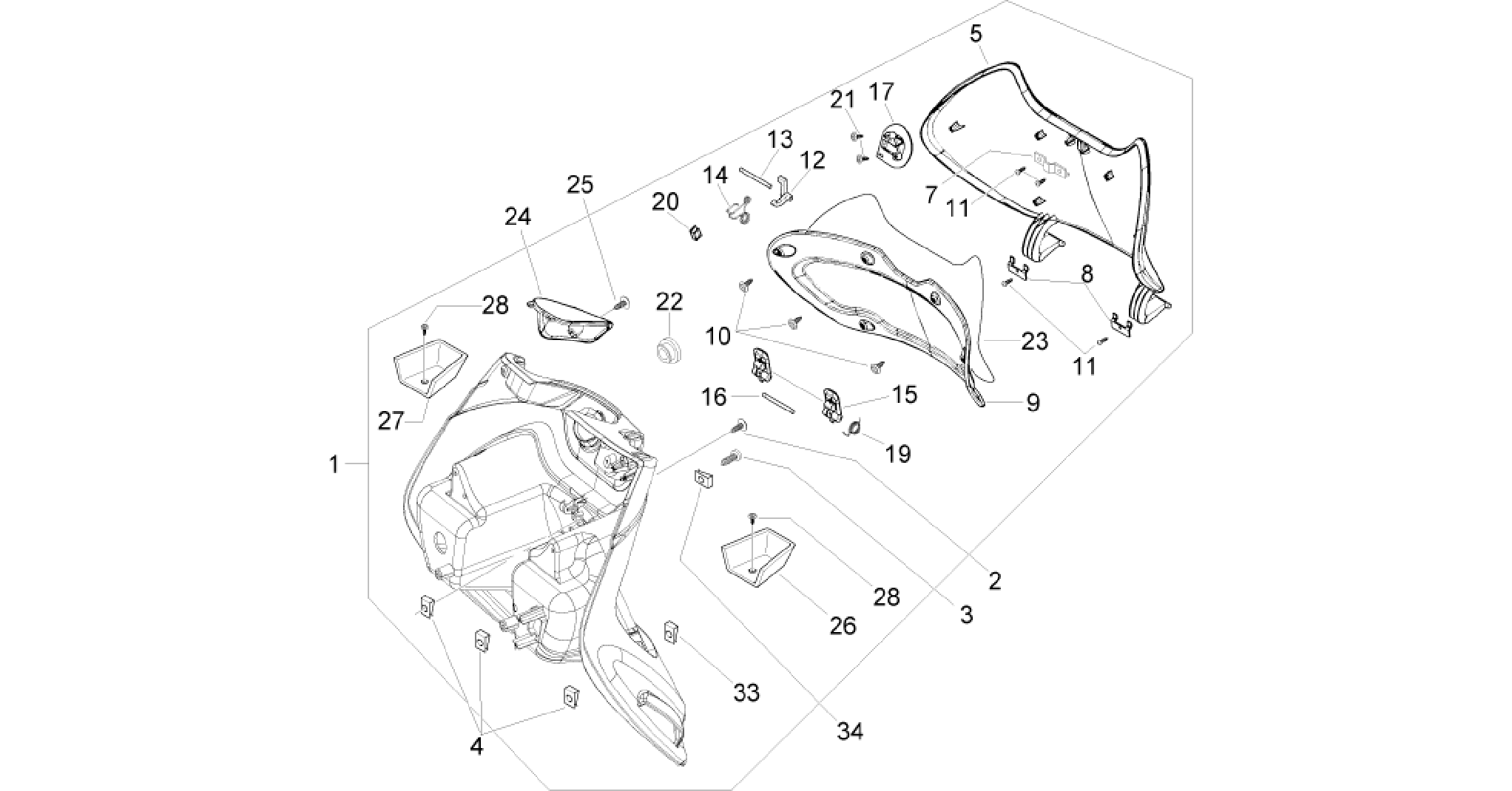 Front glove-box - Knee-guard panel
