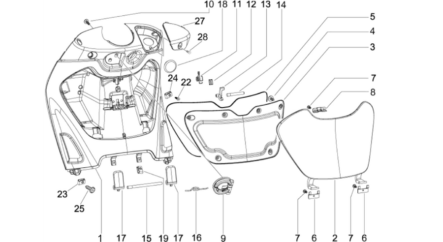 Front glove-box - Knee-guard panel